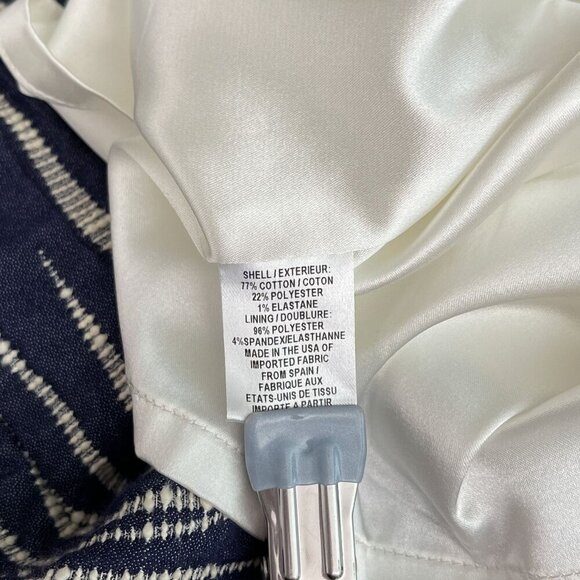 Milly Sleeveless Textured Zebra Jacquard Shift Mini Dress Back Zip Navy White 6 - Picture 6 of 12